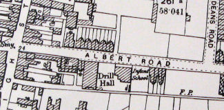 extract from  Ordnance Survey map (1897 edition) indicating Cosham drill hall